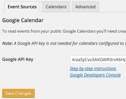 simple calendar plugin settings google calendar api key