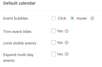 Default Calendar Grid settings