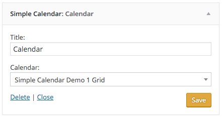simple calendar widget settings
